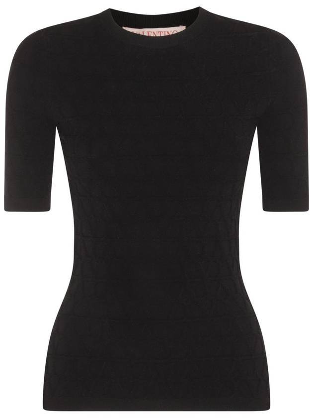 발렌티노 가라바니 토일 아이코노그라프 스트레치 비스코스 반팔 티셔츠 블랙