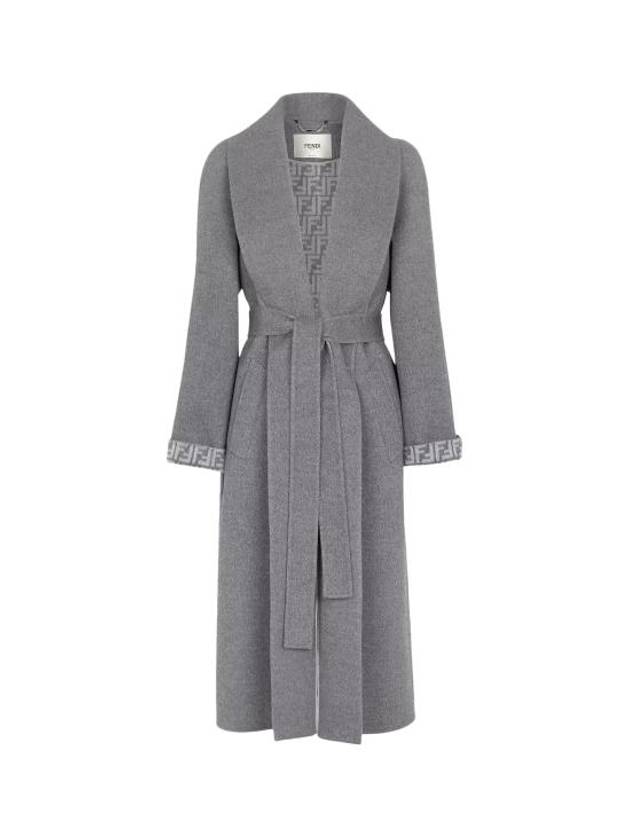 펜디 벨트 울 코트 그레이