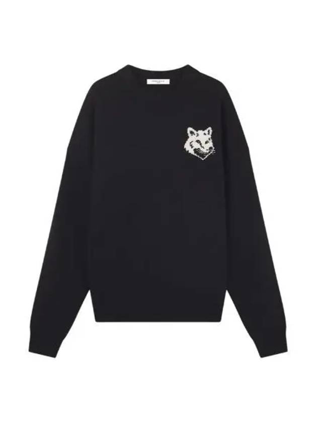 메종 키츠네 폭스 헤드 인타르시아 컴포트 점퍼 블랙 Maison Kitsune Fox Head Intarsia Comfort Jumper Black