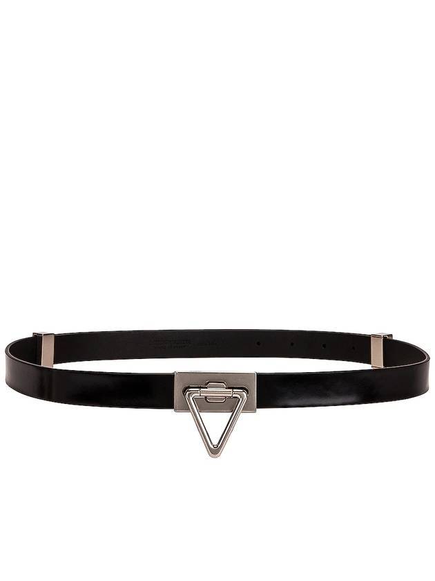 보테가베네타 여성 실버 트라이앵글 포인트 락 가죽 벨트 블랙