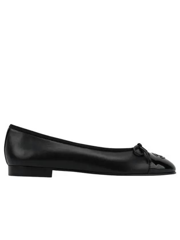 W 샤넬 발레리나 플랫 램스킨 페이턴트 카프스킨 & 블랙 W Chanel Ballerina Flat Lambskin Patent Calfskin & Black