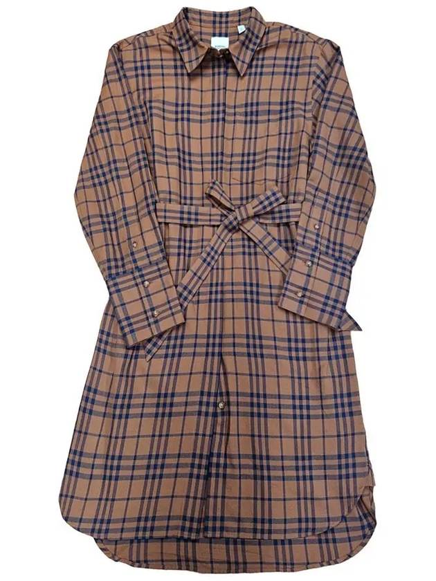 버버리 IVERY 체크 코튼 벨티트 셔츠 원피스 80898171