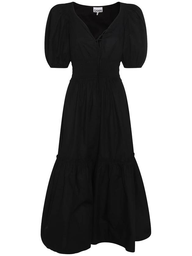 Ganni Black Cotton Maxi Dress