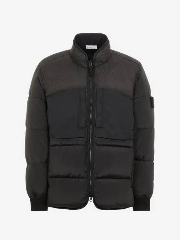 스톤 아일랜드 42840 모디파이드 파나마 나일론 믹스 패브릭 다운 TC 자켓 블랙 21FW Stone Island 42840 Modified Panama Nylon Mix Fabric Down TC Jacket Black 21FW