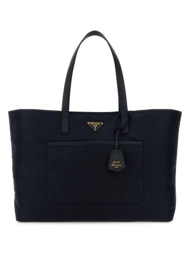 프라다 리에디션 1978 라지 리나일론 사피아노 레더 토트 백 네이비