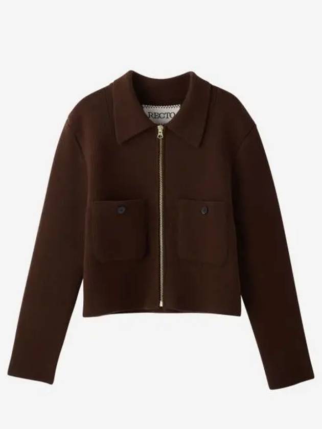 렉토 에즈라 컴팩트 니트 집업 점퍼 빈티지 브라운 Recto Ezra Compact Knit Zip Up Jumper Vintage Brown