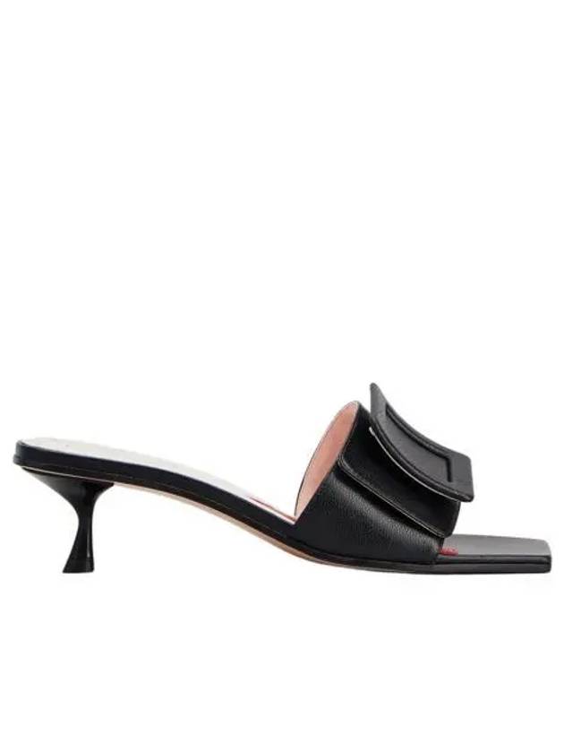 W 로저 비비에 커버드 버클 뮬 페이턴트 레더 블랙 W Roger Vivier Covered Buckle Mules in Patent Leather Black