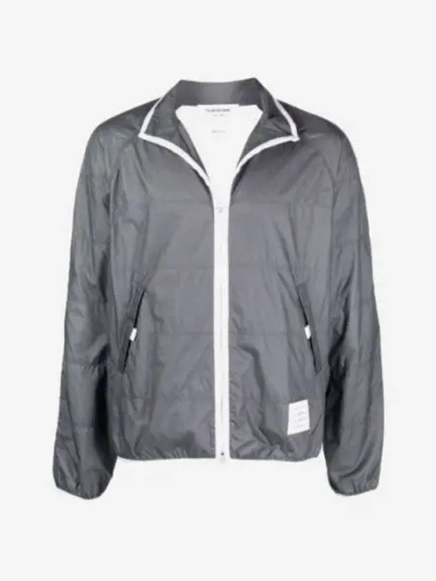 톰브라운 퀼티드 립스탑 저지 라이닝 트랙 자켓 실버 Thom Browne Quilted Ripstop Jersey Lining Track Jacket Silver