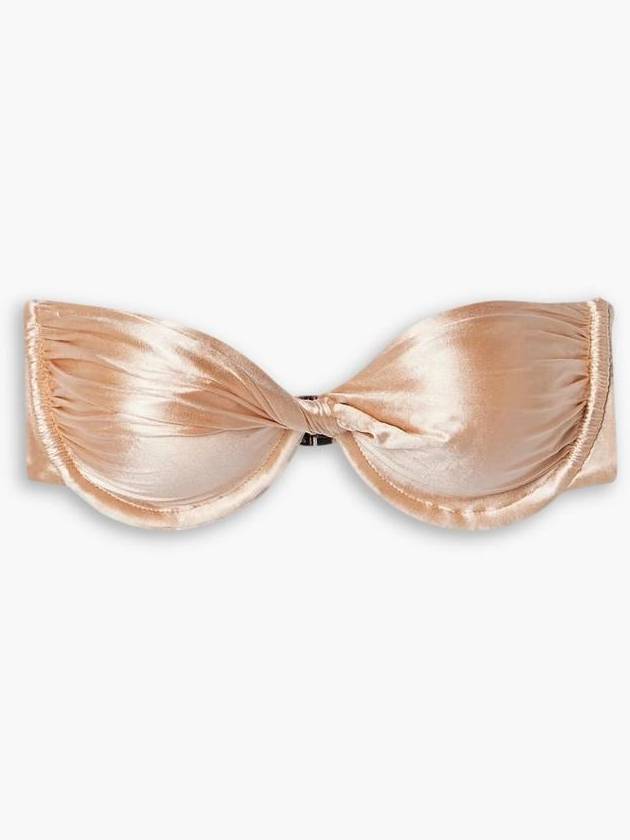 NB07 이사볼더 여성 수영복 Twist front ruched stretch satin underwired bandeau bikini top 1647597352898332