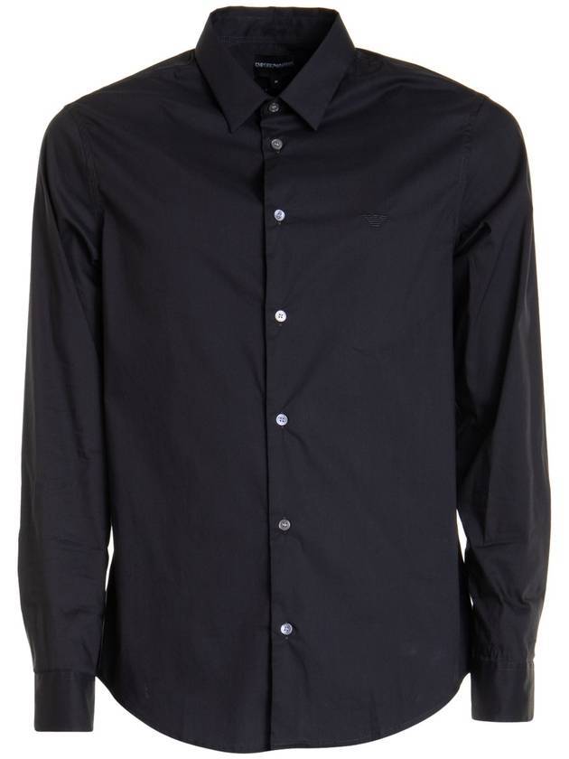 엠포리오 아르마니 남성 코튼 긴팔 셔츠 블랙