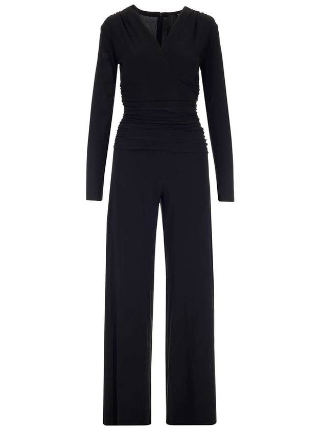 Norma Kamali 브이넥 개더 점프수트