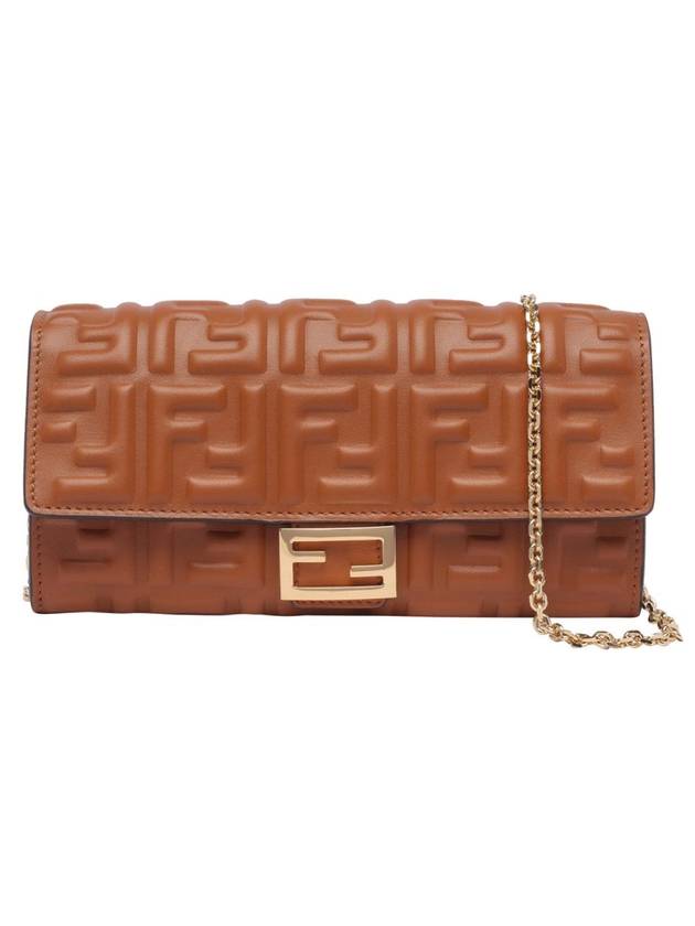 펜디 바게트 컨티넨탈 체인 레더 장지갑 브라운