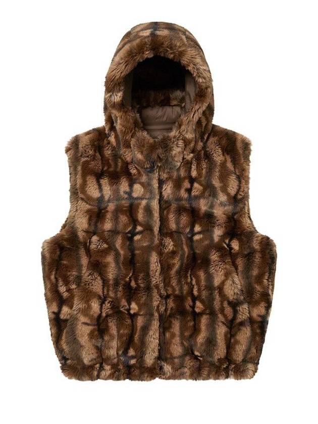 슈프림 포우 퍼 후드 베스트 브라운