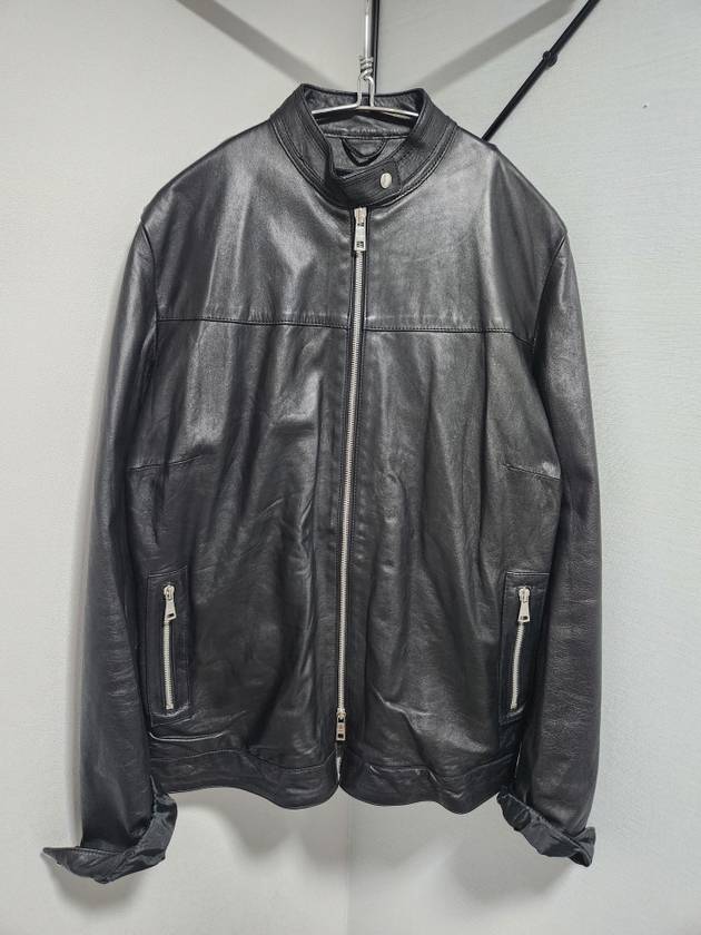 GIORGIO BRATO Round Neck Leather Biker Jacket