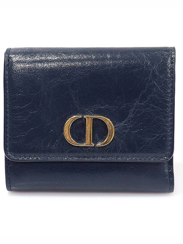 Dior 크리스챤디올 S2057OMPK 네이비 크링클드 램스킨 30 MONTAIGNE 몽테뉴 로터스 반지갑