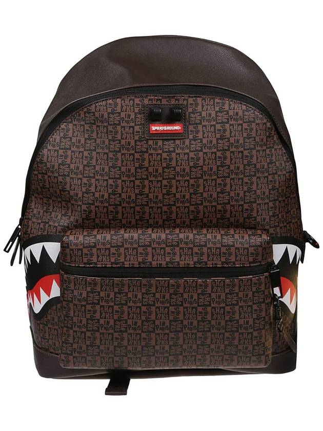 스프레이그라운드 남성 Sharks In Paris Check Emperorer Side Backpack Brown