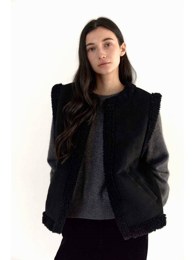 킬루엣 여성 에코 시어링 러비 베스트 블랙