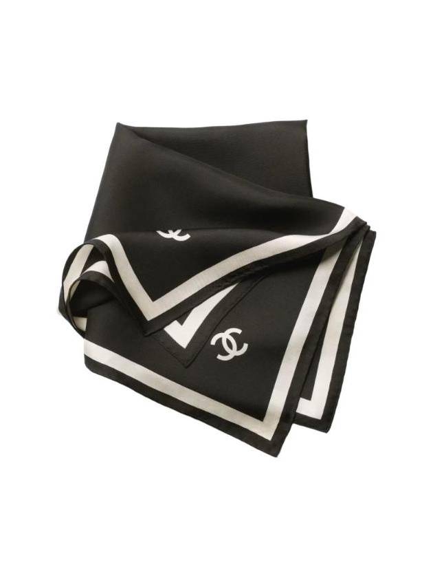 샤넬 스퀘어 스카프 실크 트윌 블랙 에크루 AAA500 B18276 NZY39
