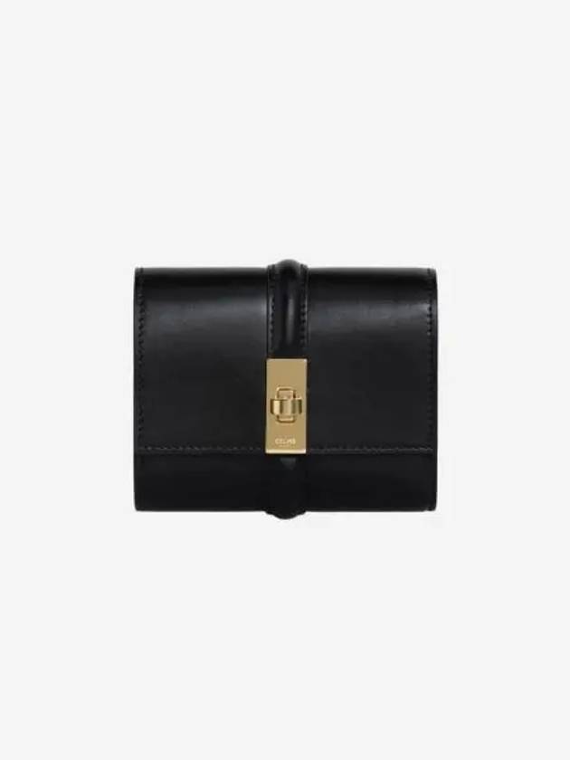셀린느 샤이니 카프스킨 스몰 16 트라이폴드 월렛 블랙 Celine Small 16 Tri Fold Wallet in Shiny Calfskin Black