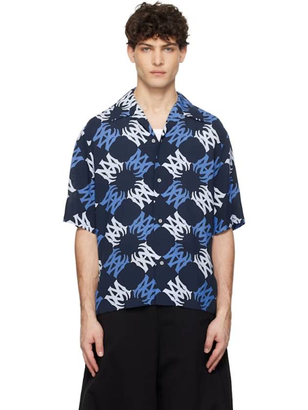 Navy MA Quad Bowling Shirt 251886M192012