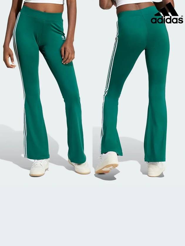 아디다스 여성 플레어 부츠컷 레깅스 팬츠 바지 그린