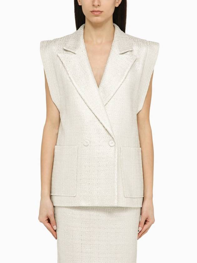 Federica Tosi Silver double-breasted cotton-blend waistcoat