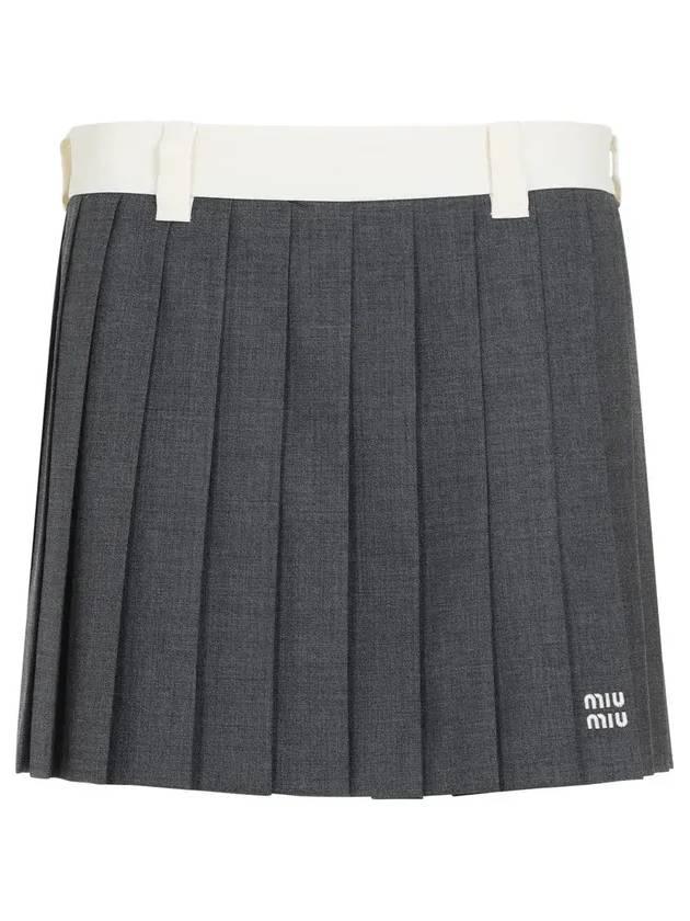 미우미우 로고 자수 플리츠 미니 스커트 MG2348SOOO11RF_F0480ARDESIA