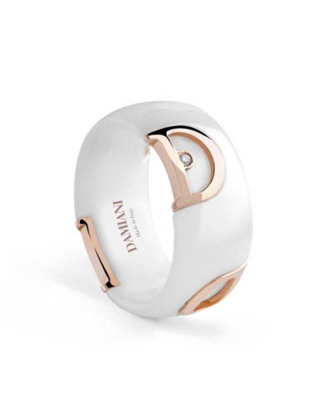 다미아니 D.Icon 컬렉션 다이아몬드를 세팅한 화이트 세라믹 장식 핑크 골드 링 20082184_c