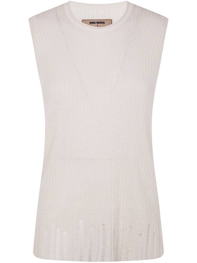 우마왕 슬리브리스 리브 니트 탱크 탑
