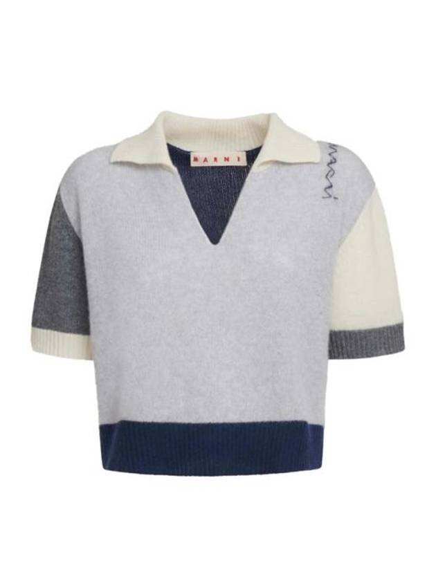 마르니 스웨터 Marni 캐시미어 컬러 블록 폴로 셔츠 그레이