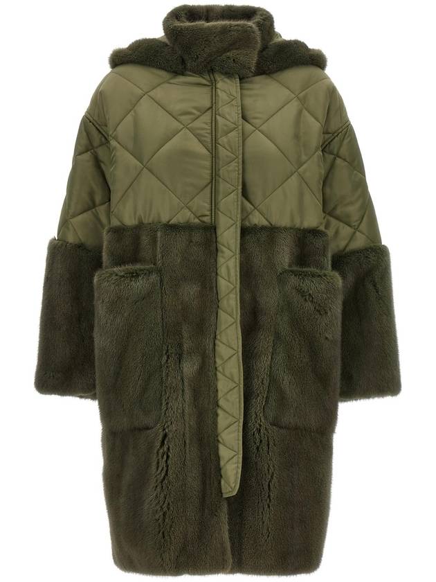블랑샤 & 39 Nylon Diamond Visone& 39 롱 다운 재킷 24101510MILITARE