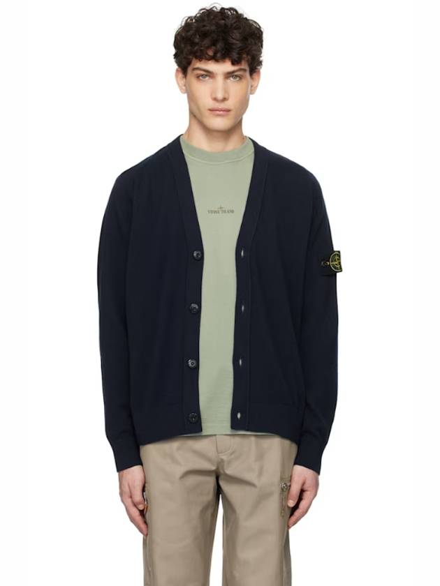 Navy Light RWS Geelong Wool Cardigan 251828M200005