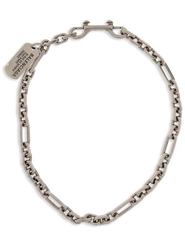 발렌시아가 태그 카라비너 목걸이 실버