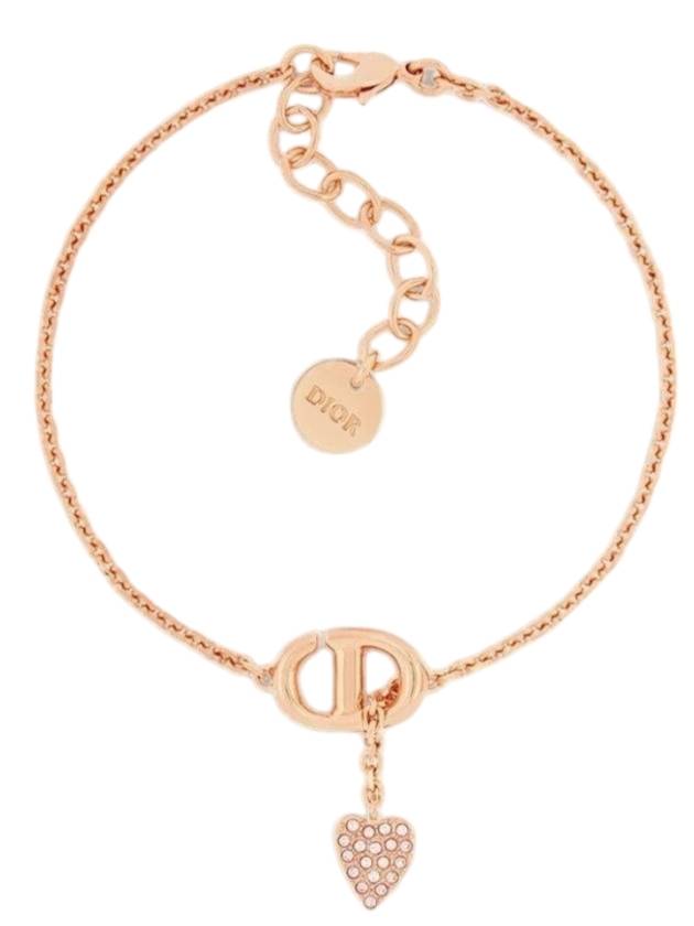 디올 CD 네이비 메탈 크리스탈 팔찌 핑크