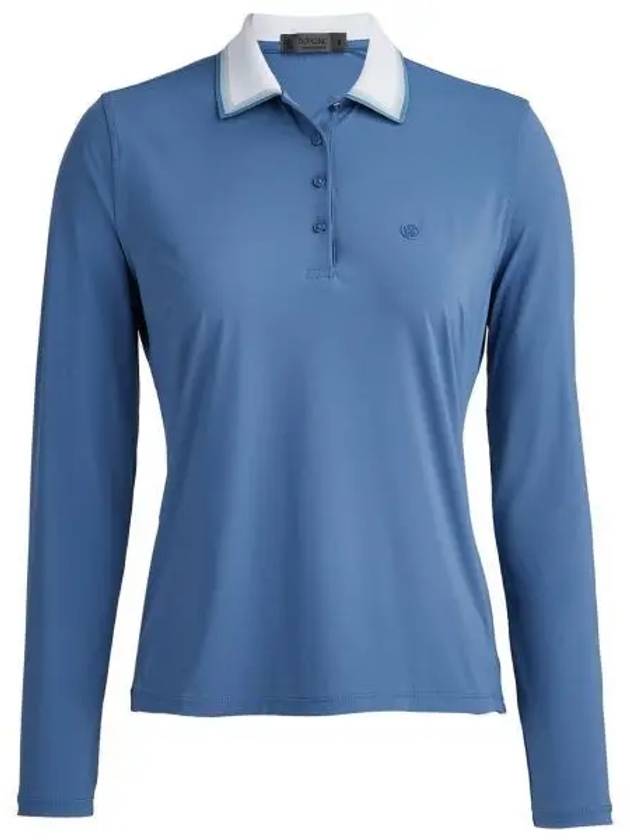 GFORE 지포어 RIB COLLAR SILKY TECH NYLON LONG SLEEVE POLO G4LF23K875B SLA 여성 실키 테크 나일론 롱 슬리브 폴로