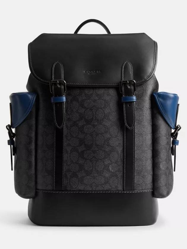 코치 히치 백팩 블록 시그니처 캔버스 배낭 Black