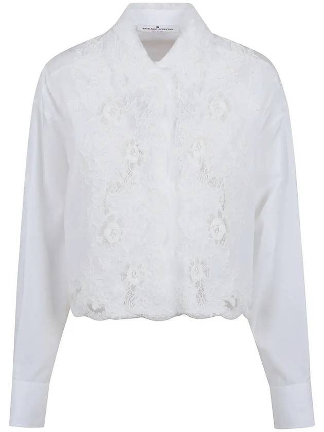 에르마노 세르비노 레이스 디테일 스캘럽 헴 셔츠 D462K398QYK_10601BRIGHTWHITE