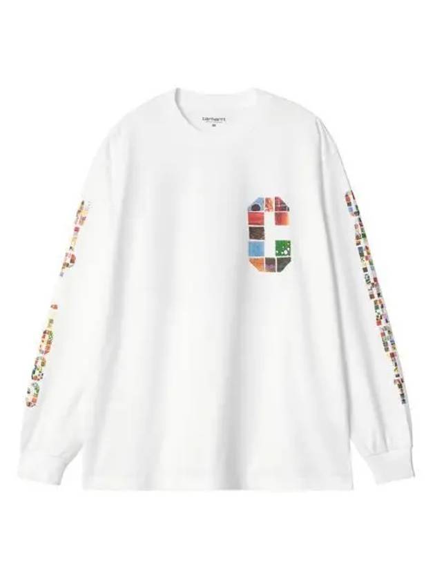 칼하트 WIP 롱슬리브 머신 89 티셔츠 화이트 Carhartt WIP Long Sleeve Machine 89 T Shirt White