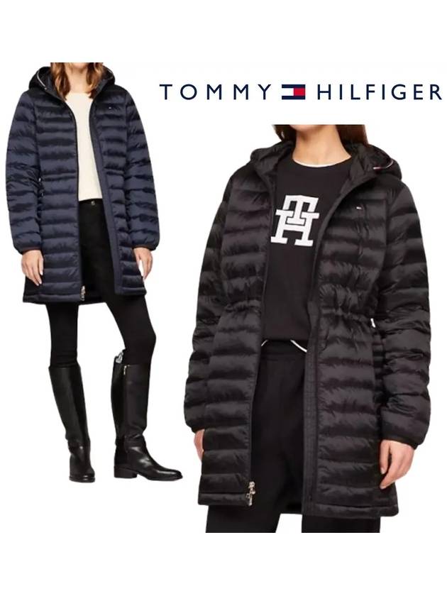 타미힐피거 패딩 여성 푸퍼 코트 탑 후드 자켓 네이비 블랙