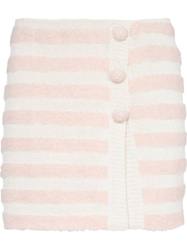 발망 버튼 스트라이프 니트 H라인 스커트