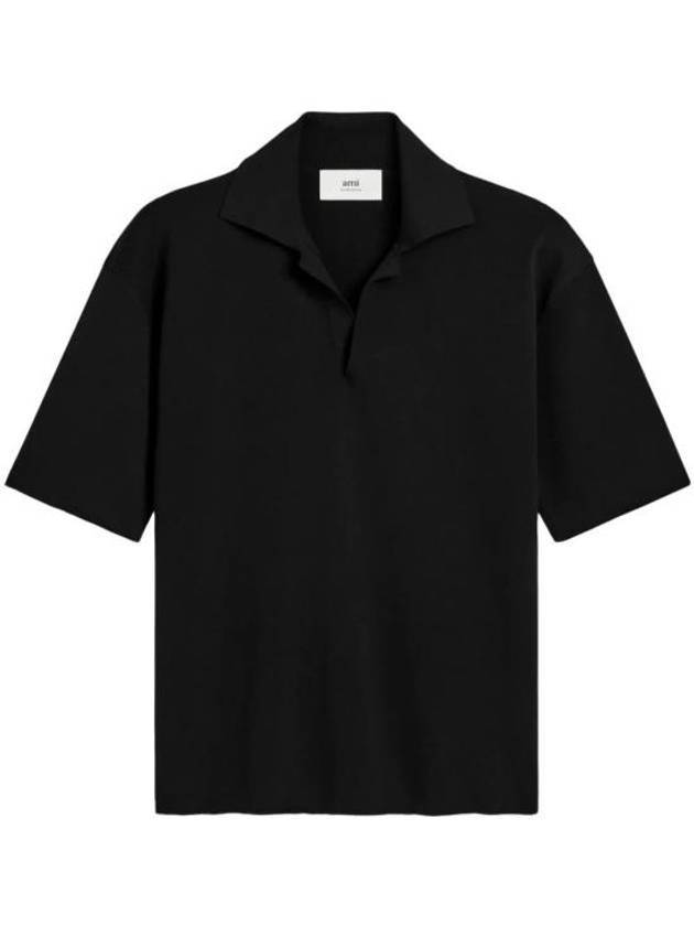 아미 컴팩트 비스코스 PK 셔츠 블랙