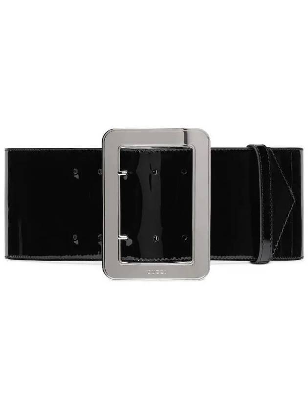 구찌 와이드 페이턴트 가죽 벨트 블랙