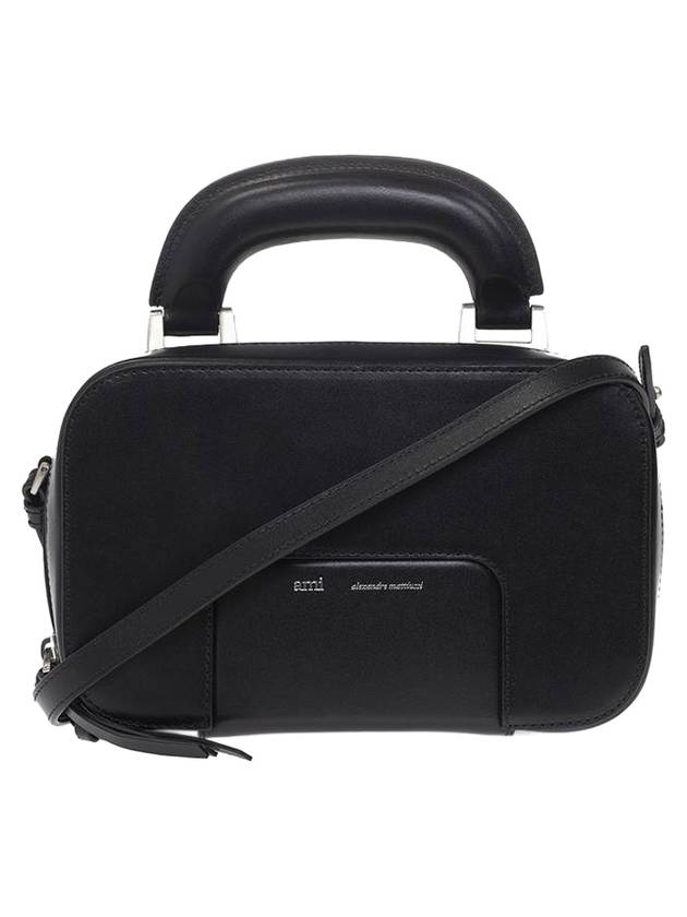 아미 로고 프린트 박스 케이스 숄더 토트 백 블랙