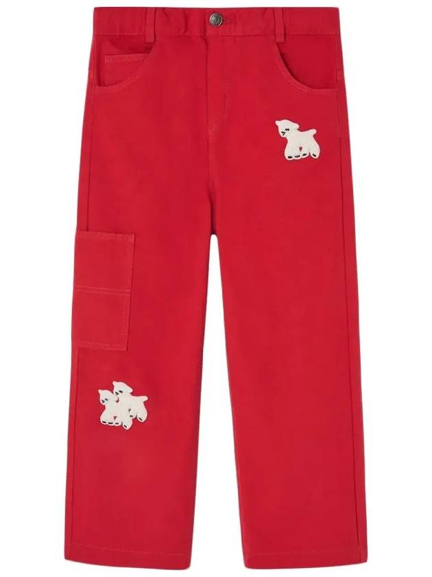 24FW 키즈 로고 쉽 패치 팬츠 레드 F24053 185FY