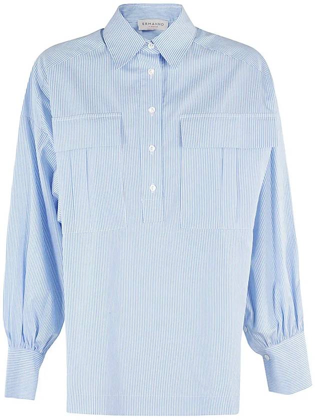 Ermanno Firenze 스트라이프 버튼업 셔츠 D44EK022ES6094_10752BIANCOAZZURRO