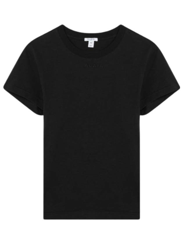알라이아 클래식 로고 코튼 반팔 티셔츠 블랙