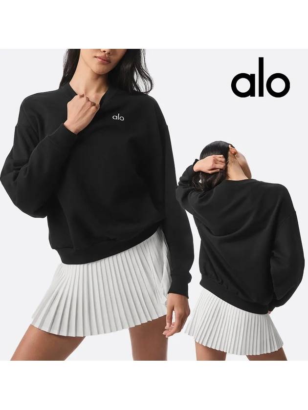 알로 alo 맨투맨 로고 아콜레이드 탑 티셔츠 블랙