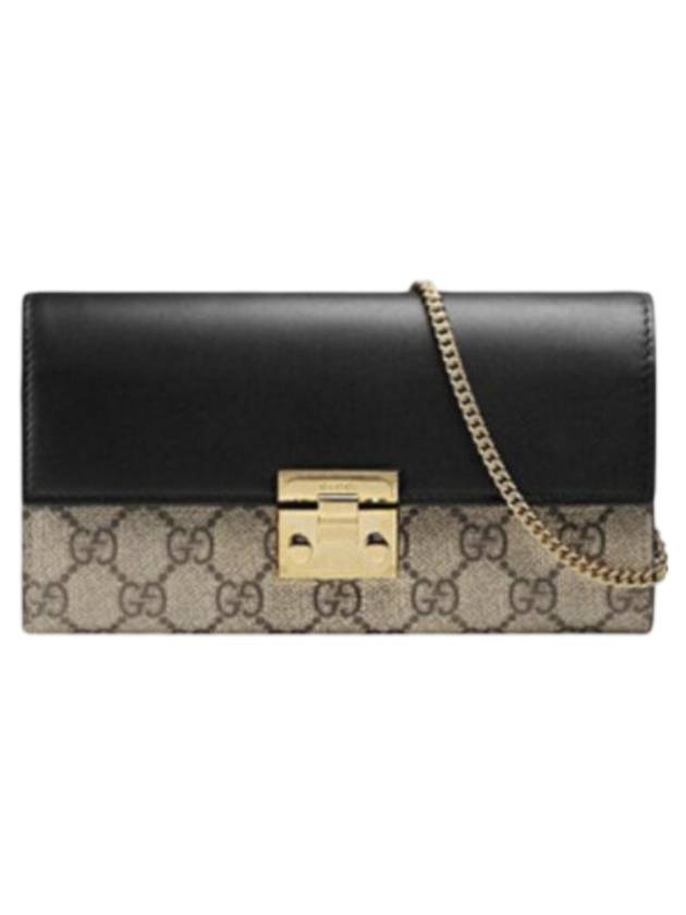 구찌 GG 수프림 패드락 체인 미니 크로스 백 블랙 베이지