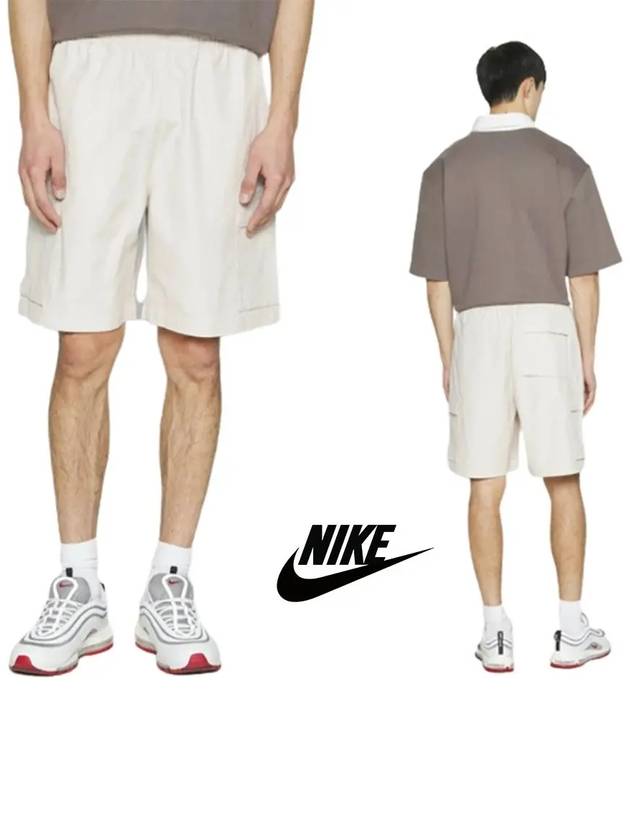 나이키 사이드 포켓 와이드 로고 카고 쇼츠 반바지 아이보리 트레이닝복 운동복