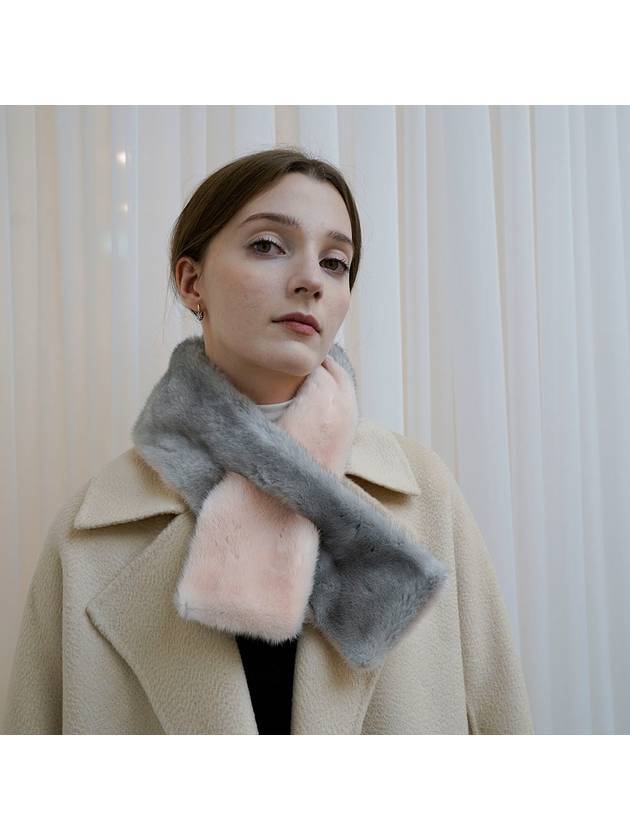 티나블러썸 여성 루 밍크 머플러 베이비 핑크 그레이
